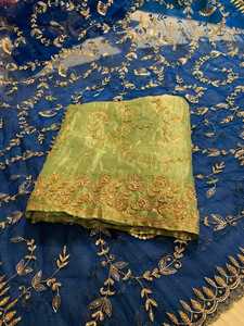 Costumes non cousus en organza de soie de haute qualité de créateur moderne modèle imprimé fantaisie brodé à la main pour Salwar Kameez indien pakistanais - Product Image 2