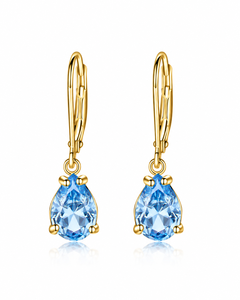 925 Sterling Silver Lab Grown Pear Cut Blue <b>Diamond</b> IGI Certified <b>Dangle</b> <b>Earrings</b> for Women Trendy Wedding Drop Style Jewelry - Product Image 2