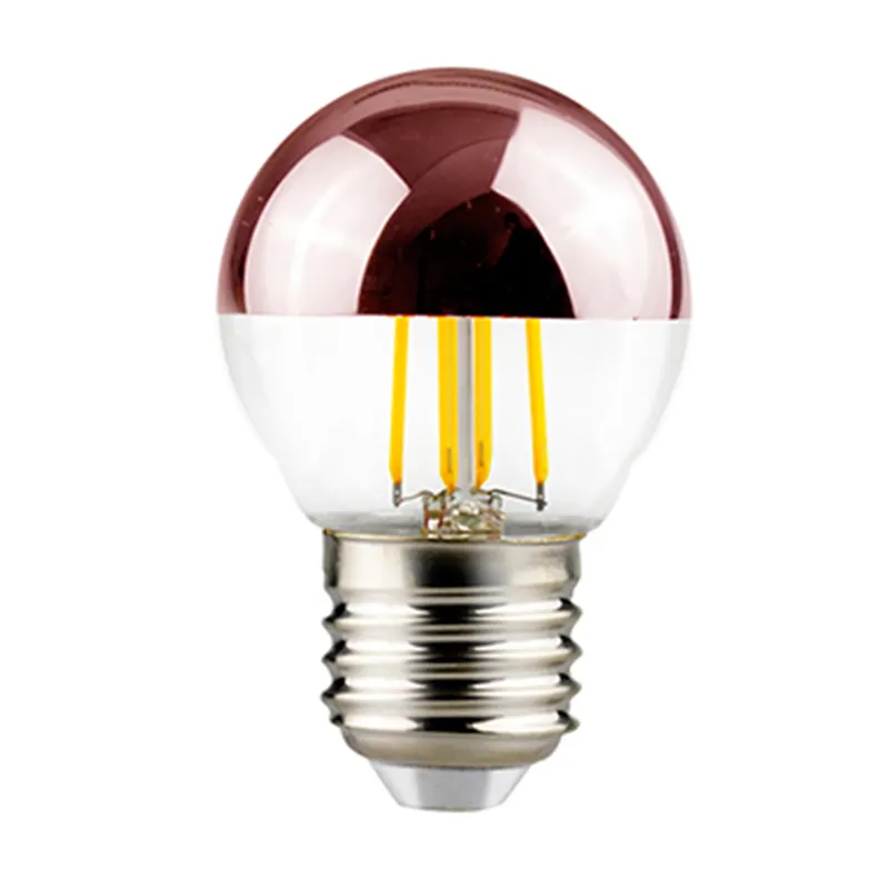 Half Silver LED Filament Bulb 2W 4W 6W 8W A60 G45 G80 G95 G125 Half Golden Filament LED Lamp Light