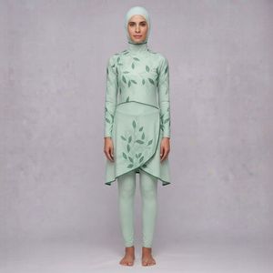 Maillot de bain musulman modeste pour femmes, couvrant entièrement le corps, avec hijab, couleur unie, ensemble burkini 4 pièces - Product Image 4