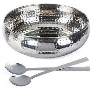 Trending Hammered <b>Mirror</b> Polish Aluminum Mixing Bowl Fork Shiny Metal Salad Bowl Luxury Kitchen Decor Heat Resistant Dinnerware - Product Image 1
