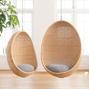 Meubles de patio d'extérieur de luxe en rotin naturel, chaises suspendues en forme d'œuf, balançoire nid d'oiseau - Product Image 5
