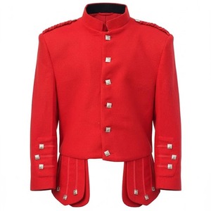 <b>Red</b> Prince Charlie Elegant Men's Casual Scottish Dress Jacket 100% Woolen Solid Pattern Autumn Season Front OEM Service Classic - Product Image 1