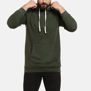 Vente en gros de sweats à capuche en coton molletonné vert olive de haute qualité pour hommes, style décontracté, vintage, respirant et léger pour hommes - Product Image 2