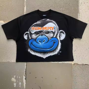 Camiseta Gráfica Extra Grande Personalizada con Estampado de Cara de Mono Azul, 100% Algodón, Ropa Urbana para Hombre, Mujer, Unisex, OEM, ODM, Venta al Por Mayor - Product Image 6