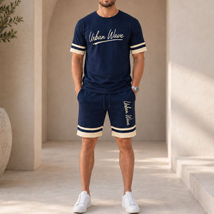 Conjunto Deportivo Unisex Personalizado, Estilo Urbano, Verano, Verde Oliva, Algodón Estampado, Transpirable, Ligero, Cuello Redondo, Camiseta de Manga Corta - Product Image 5