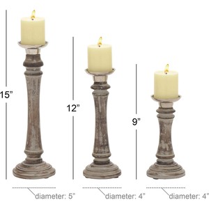 Handcrafted Mango Wood <b>Candle</b> Holder <b>Set</b> - Floral Design Wholesale India - Product Image 3