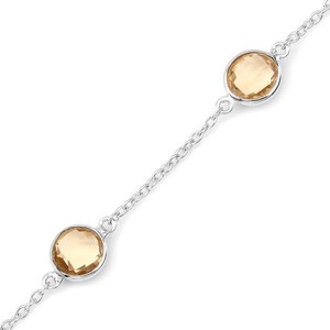 Bracelet en Citrine Naturelle Certifiée, en Argent Sterling, Délicat, Sertissage à 5 Stations, Pierre de Naissance de Novembre, Cadeau Bijou - Product Image 4