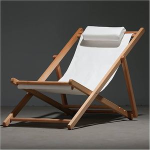 Chaise longue pliante en bois - Chaise longue de piscine élégante et confortable pour le jardin et la plage, chaise longue de plage - Product Image 5