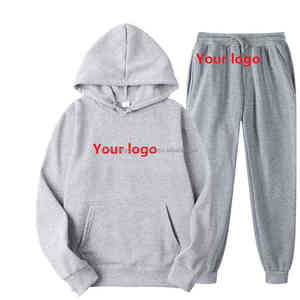 Conjunto deportivo de 2 piezas para hombre y mujer, conjunto deportivo de invierno personalizado, chándal tejido para correr, pantalones, conjunto con capucha - Product Image 5