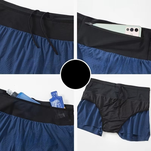 Men's High Street Double <b>Layer</b> Breathable Eco-Friendly Polyester/Mesh Fitness Gym Training Sports Shorts Quick Dry Workout - Product Image 5