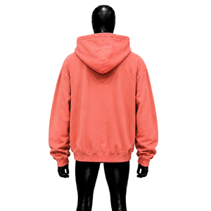 Sudadera con capucha rosa coral premium extragrande con cremallera, unisex, estilo urbano, holgada, con cremallera completa, logotipo personalizado, venta al por mayor - Product Image 2