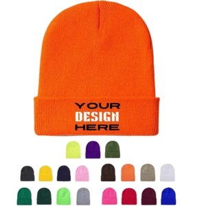 Beanie for <b>Men</b> Women Hand Embroidery Acrylic Knit Cuff Beanie Cap Slouchy Knit Warm <b>Winter</b> Travel <b>Hat</b> - Product Image 3