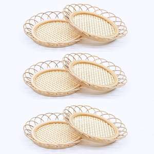 Bamboo Boho Rattan <b>Coasters</b> Woven Wicker Retro Rustic <b>Drink</b> <b>Coasters</b> for Coffee Tea Beverages Natural Table Placemats for Home - Product Image 5