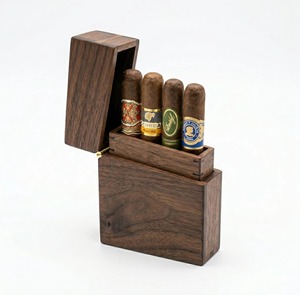 Premium Stainless Steel & Wooden Cigar Case Handmade Portable Storage <b>Box</b> with Smooth Finish for Travel Humidor Gift Use - Product Image 4