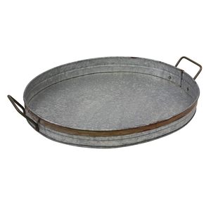 Bandeja Ovalada Galvanizada con Borde Oxidado y Asas Metálicas, Bandeja Decorativa Estilo Rústico para Cocina y Decoración del Hogar - Product Image 6