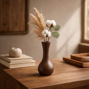 Petit vase à fleurs en aluminium brun mat, accent décoratif moderne en métal pour salon, chambre, étagère et décoration extérieure - Product Image 4