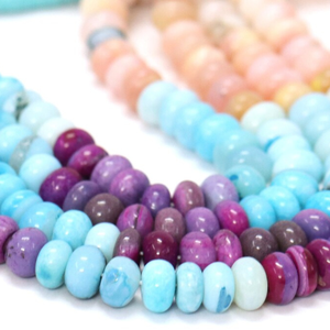 Cuentas de Ópalo Multicolor en Forma de Rondelle: Azul Cielo y Morado, Calidad AAA - Product Image 4