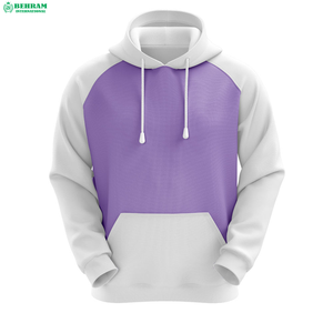 Sweat-shirt à capuche pour homme Behram International, manches raglan violettes et blanches, coupe classique, couleur unie, décontracté - Product Image 1