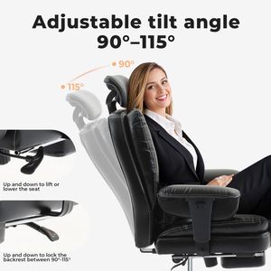 Sedia da Ufficio Ergonomica con Schienale Alto e Supporto Lombare, Capacità 200 kg, Sedia da Scrivania in Pelle PU con Regolazione in Altezza - Product Image 4