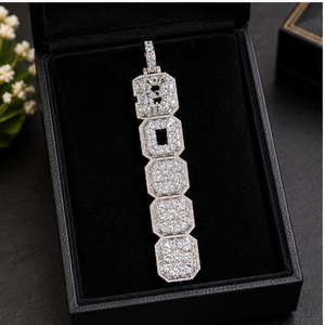 Rapper Initial Vertical Moissanite Diamond Bling Big Charm Pendant 925 Silver Rose Gold Plated Custom <b>Name</b> Letter Hip Hop Party - Product Image 4