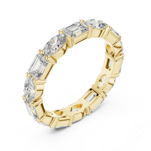 แหวนหมั้นเพชรทรงรีและมรกตทองคำขาว 14K สำหรับผู้หญิง |   เพชรที่เพิ่งเพาะเลี้ยง - Product Image 6