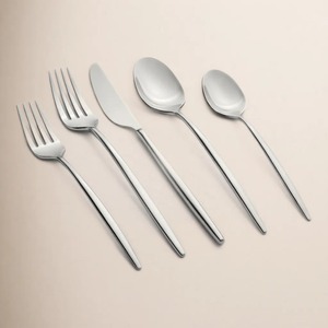 Ensemble de couverts modernes en acier inoxydable 4 pièces, finition miroir, fourchette, couteau, cuillère, pour mariage, style occidental - Product Image 3