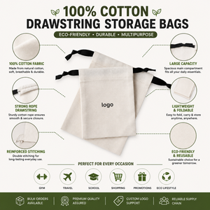 Bolsa de Almacenamiento de Cosméticos con Cordón de Algodón |   Bolsa Organizadora de Maquillaje Reutilizable, Ligera, Ecológica y Duradera para Viajes, Personalizable - Product Image 6