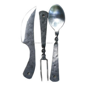 Couteau médiéval à main personnalisé forgé ensemble de couverts en fer médiéval couteaux ustensiles de salle à manger de style renaissance - Product Image 3