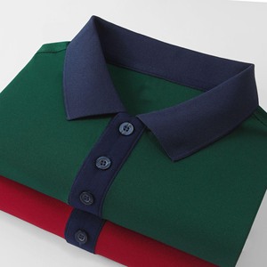 Polo Oxford à manches courtes pour homme, couleur unie, style décontracté, col marron, corps jaune, tissu tissé, coupe classique - Product Image 6