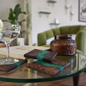 Classic Durable Polished <b>Resin</b> Wood Coaster Set Die Cutting Printing Natural Hardwood Clear <b>Epoxy</b> <b>Resin</b> Customizable Coasters - Product Image 1