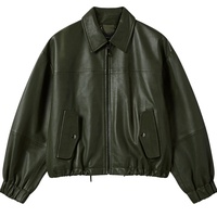 Blouson de motard en cuir véritable pour femme, personnalisé pour université, vert olive, vert lime, effet croco, col à revers, OEM, ceinturé, fermeture éclair