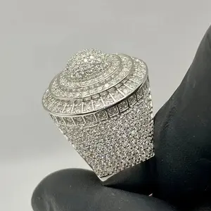 Anillo de compromiso para hombre con moissanita de corte redondo de 3.00 quilates, chapado en oro blanco de 14 quilates - Product Image 2