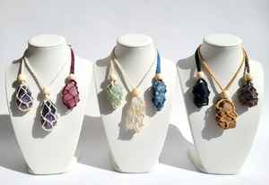 Collier Statement en Macramé Papillon en Cuivre Naturel Brut avec Pendentif Pointe de Pierre de Guérison Améthyste, Quartz Rose, Citrine Spirituel - Product Image 2