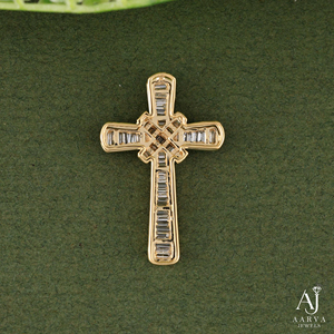 Colgante de Cruz de Moissanita con Engaste de Bisel Chapado en Oro Rosa, Collar con Doble Cruz de Plata de Ley 925, Joyería Unisex - Product Image 6