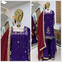 Nuovo Completo da Festa di Design con Top, Palazzo e Dupatta, Ricamo con Paillettes e Codifica in Tessuto, Abito da Donna all'Ingrosso per Esportazione