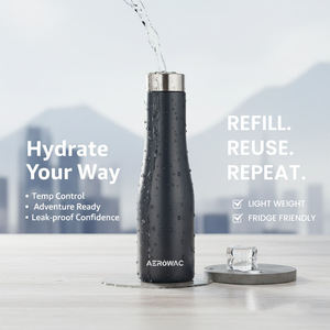 Dark Grey Stainless Steel Water Bottle Vacuum Insulated Leak Proof Flask Ergonomic Curved Matte <b>Drinkware</b> Travel Fitness - Product Image 1