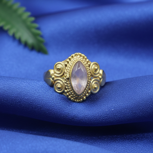 Bague en argent sterling 925 avec quartz rose naturel, faite à la main, style bohème, pierre marquise, design spirale vintage, bijoux pour femmes, cadeau de Noël pour elle - Product Image 5