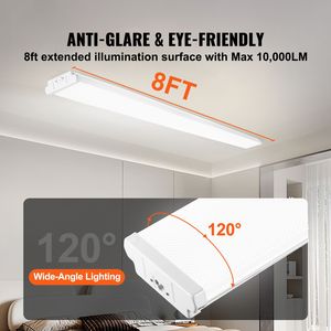 Plafoniera LED da Cucina 110W 10.000LM Luce Diurna, Kit 4 Pezzi da 8FT Avvolgenti, Lampada LED da Negozio a Montaggio a Filo 6500K con Corpo in PC - Product Image 2