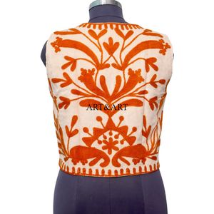 Chaleco estilo vintage para mujer con estampado floral, cuello redondo, tela Cotrise, informal, para todas las estaciones, sin mangas. - Product Image 3