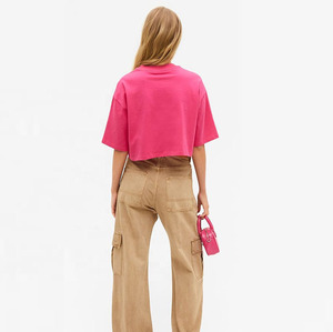 T-shirts courts pour femmes, design personnalisé, tendance 2026, pour usage extérieur, couleur unie, confortables - Product Image 4