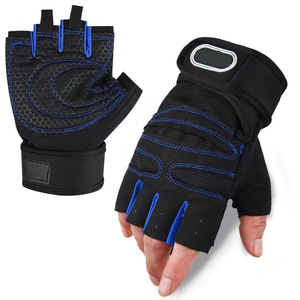 No-slip Polyester Padded Palm Protection Shockproof Breathable Adjustable for Closure Unisex Half Finger <b>Gloves</b> for Cycling - Product Image 1