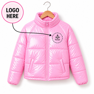 Custom Logo Unisex Heritage Masonic Regalia Quilted Puffer <b>Jacket</b> Winter Zipper Front Embroidered Pink Color Coat - Product Image 1