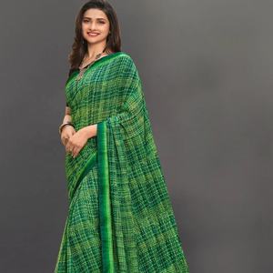 Vestido de Mujer FATEMA FAISHION, Diseño Artesanal en Georgette, Estilo Tradicional Indio Bollywood, Saree Étnico Personalizado con Impresión Digital de Alta Calidad - Product Image 3