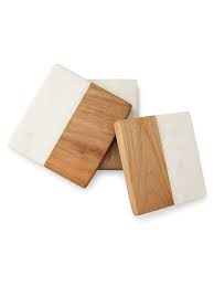 Premium Wood and Marble <b>Coasters</b> with Eco-Friendly Design Rectangle Shape 4X4 Inches. Modern Home & Office Use - Product Image 2