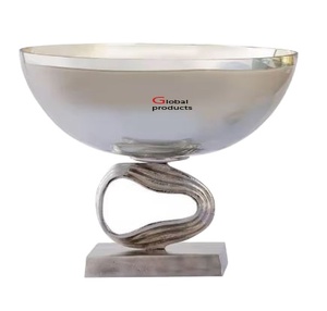 Cuenco para servir frutas secas de aluminio y metal con acabado plateado de diseño increíble para restaurante y bar de hotel - Product Image 1