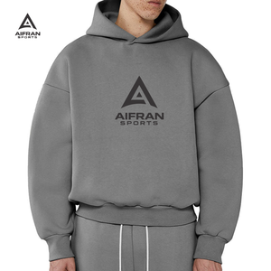 Sweat à capuche AIFRAN en molleton bouclette français de qualité supérieure, coupe ample personnalisée, épaules tombantes, sans cordon, unisexe, streetwear de haute qualité - Product Image 5