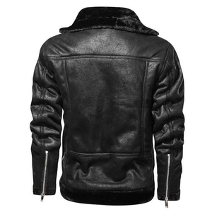 Nueva Chaqueta de Invierno para Hombre, Chaqueta de Cuero con Cuello Solapa, Estilo Vintage, Abrigo Cálido de Forro Polar Grueso, Chaqueta Masculina Ajustada - Product Image 3