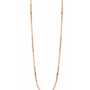 Collar de cadena con cuentas de oro macizo de 18 quilates y perlas blancas – Joyería elegante para mujer - Product Image 1