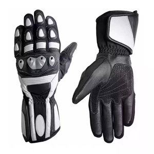 Full Finger <b>Leather</b> Racing <b>Gloves</b> For Riding <b>Men</b> Breathable Wear Resistant Panelled Design Drawstring Closure - Product Image 6